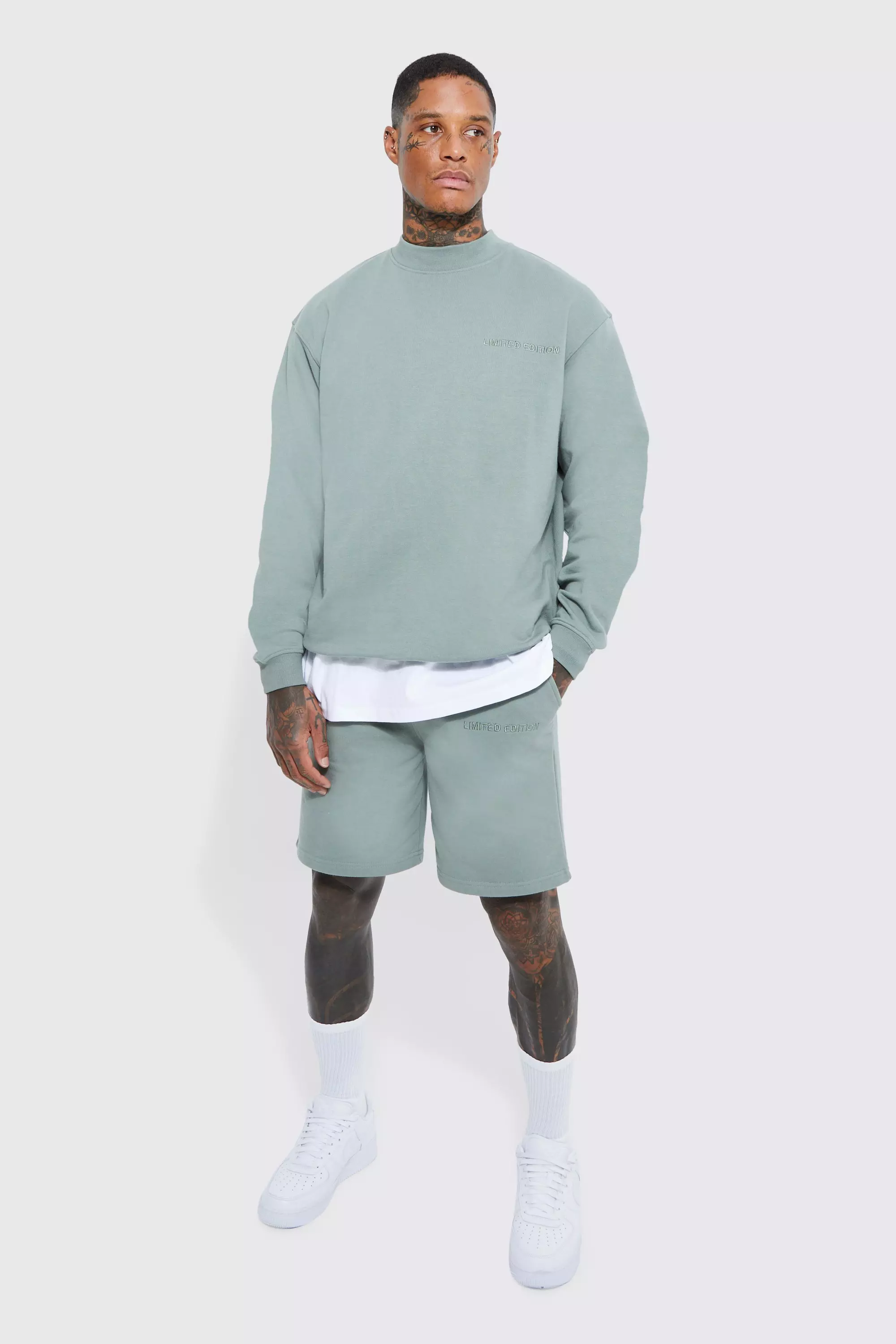 Oversized Premium Sweat Short Tracksuit boohooMAN IE